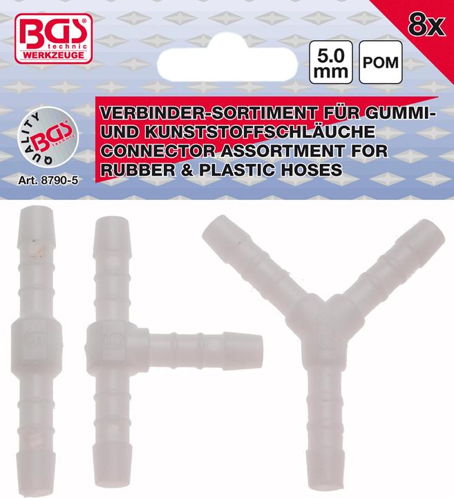 BGS Assortiments de connecteurs de tuyau résiste aux carburants 5 mm 8 pièces (5 mm)