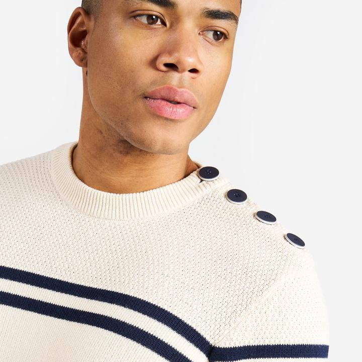 Immagine prodotto Tribord Maglia da vela uomo 100 beige/blu scuro a righe (XXL)