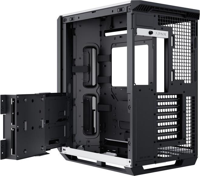 Actual product image APNX V1 PC case, midi tower, ATX, tempered glass - black / white (ATX)