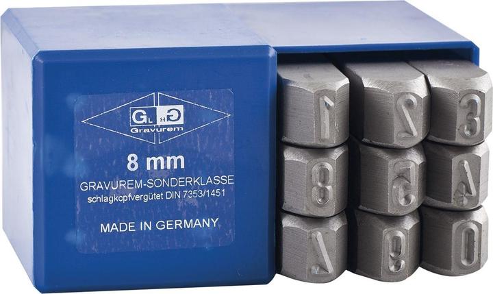 Produktbild Gravurem Schlagzahlen Stanzset DIN7353 Zahlenstanzer Schlagstempel 0-9 Schrifthöhe 10 mm