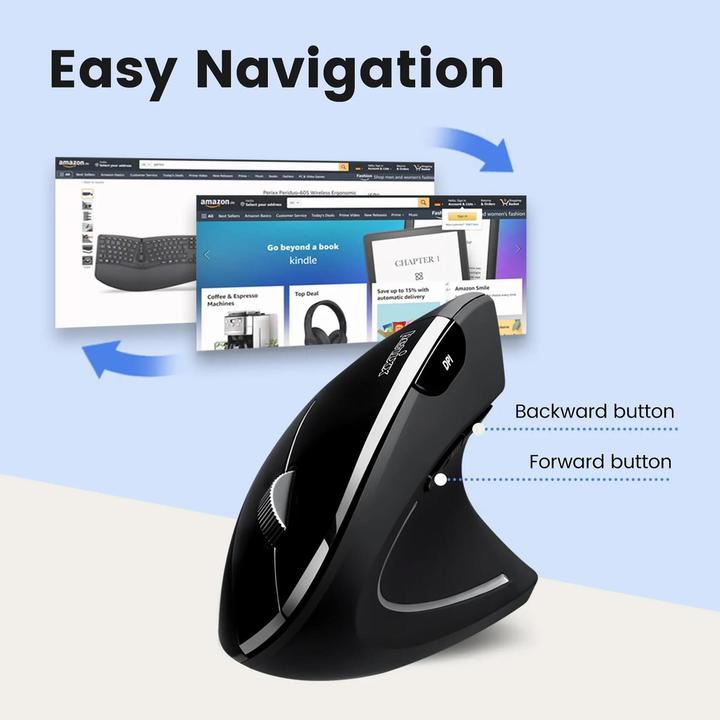 Produktbild Perixx PERIMICE-813, ergonomische Multi-Device Maus, schnurlos, schwarz (Kabellos)