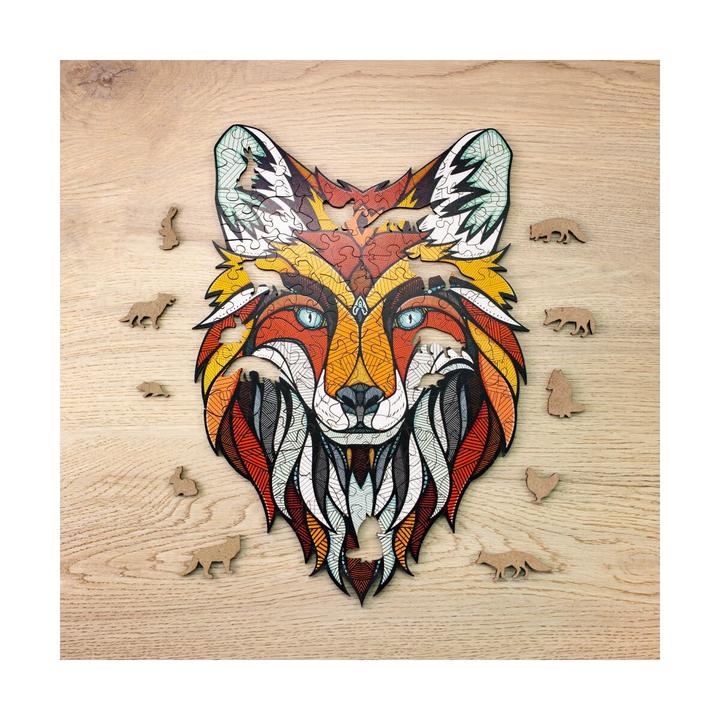 Actual product image Eco Wood Art Wooden-Puzzle M - Fox (In a wooden box) (141 pieces)