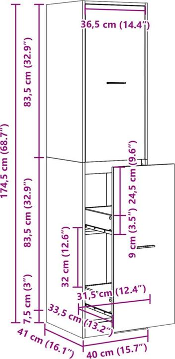 Immagine prodotto VidaXL Armadio da farmacia Armadio estraibile Armadio alto Armadio in rovere marrone
