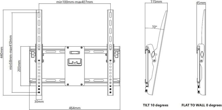 Produktbild Multibrackets Tilt Wallmount (Wand, 110", 75 kg)