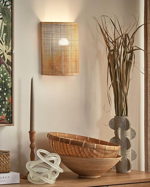 Produktbild Beliani Wandleuchte Rattan naturfarben halbrund DEMITRIE (E27)
