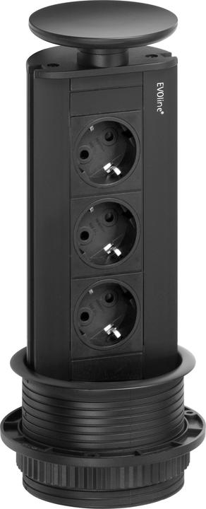 Produktbild Evoline Port Steckdosenelement schwarz, 3x Schuko Wippdeckel schwarz (3 x, CEE 7/3, 3 m)
