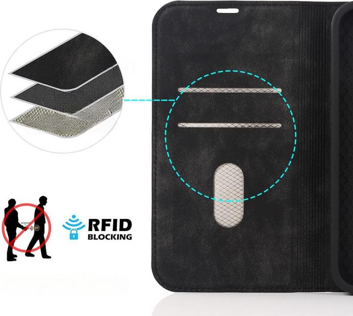 Image du produit Cover-Discount iPhone 15 - Étui à clapet MagSafe RFID noir (Apple iPhone 15)