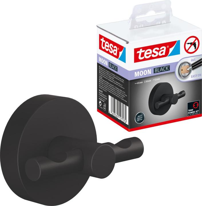 Actual product image tesa MOON BLACK Mantelhaken inkl. Klebelösung ohne Bohren