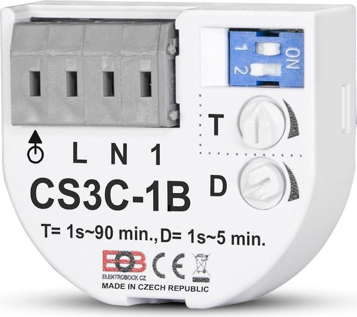 Immagine prodotto Elektrobock Timer per ventilatori Ventilatore per bagno Illuminazione Relè di superamento CS3C-1B