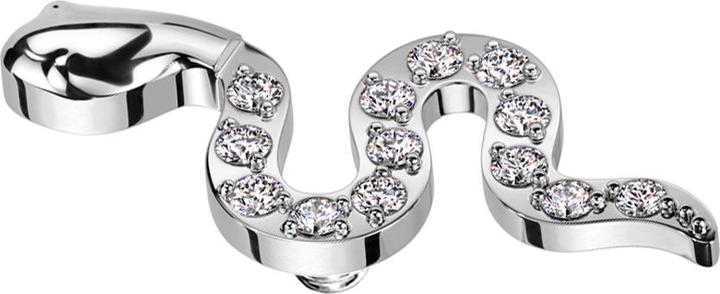 Star Piercing Dermal Anchor Schlange silber Kristalle silber (ohne Messing, Titan G23)
