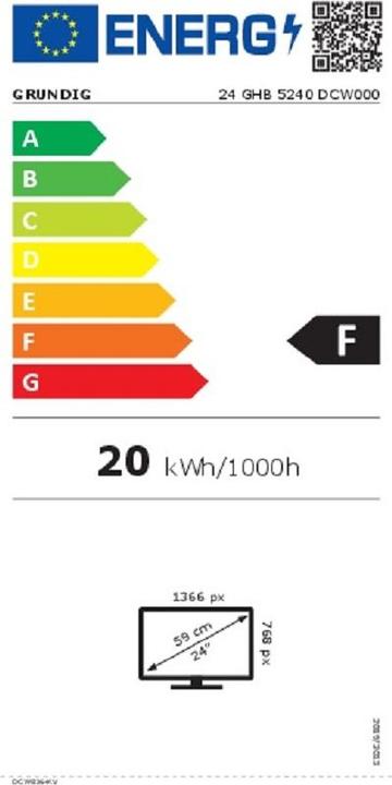 Energie-Label Grundig 24 GHB 5240 59 cm (24") LCD-TV mit LED-Technik schwarz (Energieklasse F) (24", LED, HD)