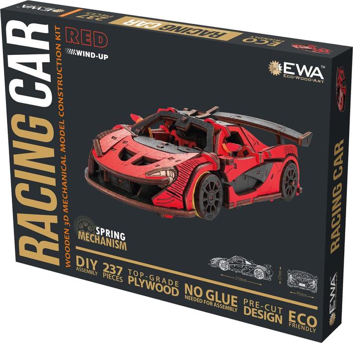 Produktbild Eco Wood Art 3D Holz Modellbausatz - Racing Car - Gelb (237 Teile)