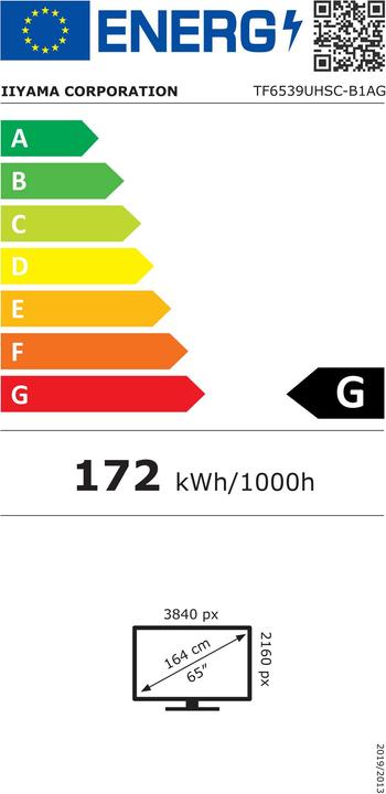 Energie-Label iiyama ProLite TF6539UHSC-B1AG (3840 x 2160 Pixel, 65")