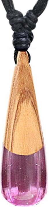Star Piercing Halskette schwarz Anhänger Kegel zweifarbig Epoxy gelb und pink aus Olivenholz (Organisch, ohne Messing)