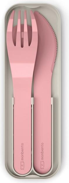 Actual product image Monbento Cutlery Set for Lunch Box MB Pocket Blush - 3 Pieces Fork Knife Spoon - Flatware Set for Work/School (3 Piece, Cutlery set)