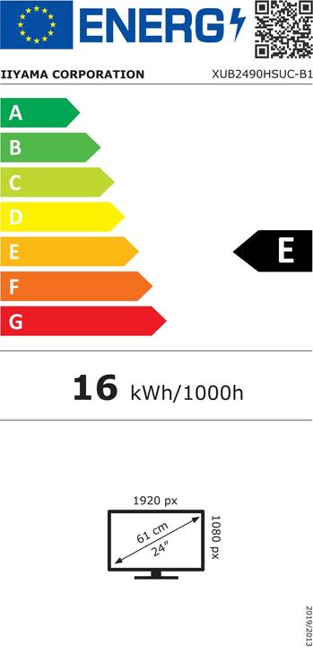 Energy Label iiyama XUB2490HSUC-B1 HDMI+DP+VGA IPS (1920 x 1080 pixels, 24")