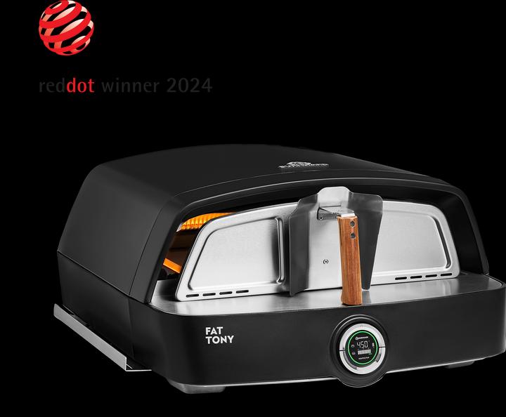 Burnhard Outdoor Gas-Pizzaofen FAT TONY, 450 °C – 650 °C, 8 kW (62,5x57,5x28,5cm) inkl. Pizzastein (Pizzaofen Gas)