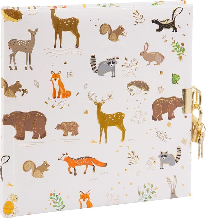 Goldbuch Tagebuch mit Schloss Woodland white Turnowsky (16.5 x 16.5 cm, Blanko, Harter Einband)