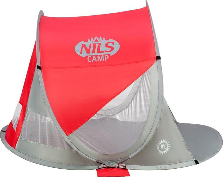 Produktbild Nils Zusammenklappbares Strandzelt NC3142 rot-grau (Strandzelt + Strandmuschel, 1 kg)