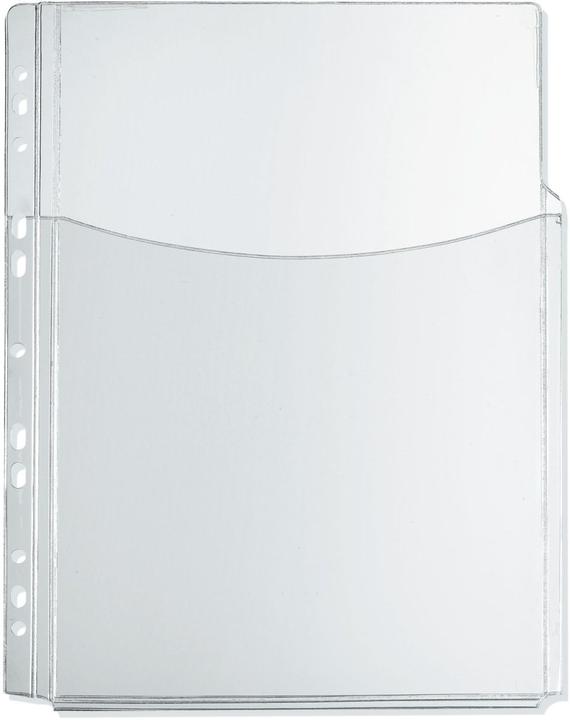 Produktbild Herlitz Prospekthülle mit Faltentasche, DIN A4, PVC, 0,30 mm glasklar, Eurolochung, extra stark, oben offen (A4, 5 x)