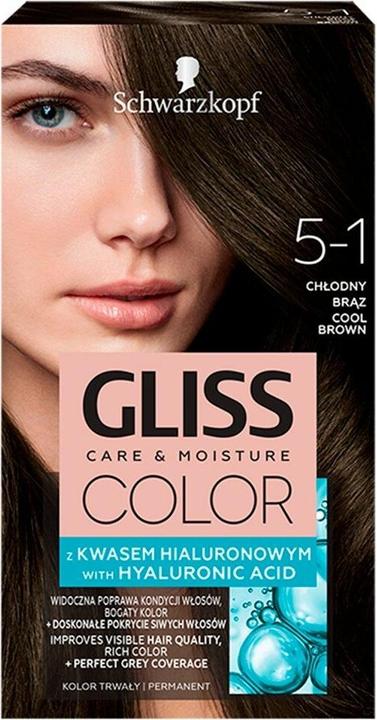 Actual product image Schwarzkopf Gliss Color Hair Dye 5-1 Cool Brown (5-1 Cool Brown)
