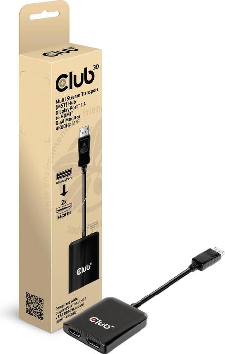 Club 3D Club3D Multi Streaming Transport Hub 1xDP->2xHDMI (Micro USB, 20 cm)