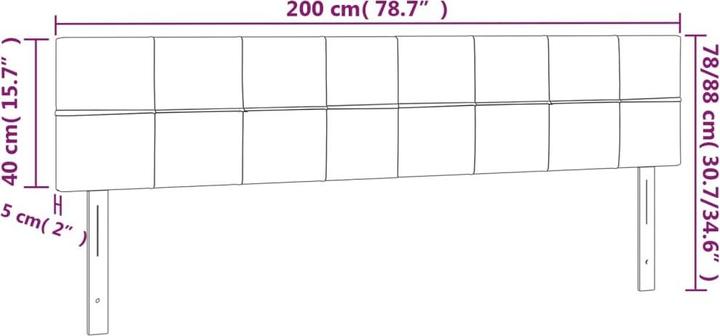Actual product image VidaXL LED Kopfteil Samt (200 x 5 x 88 cm)