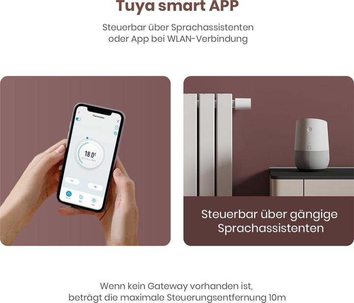 Produktbild Emke Smart Heizkörperthermostat, LED-Display, App-Steuerung, kompatibel mit Alexa & Google Assistant, ink