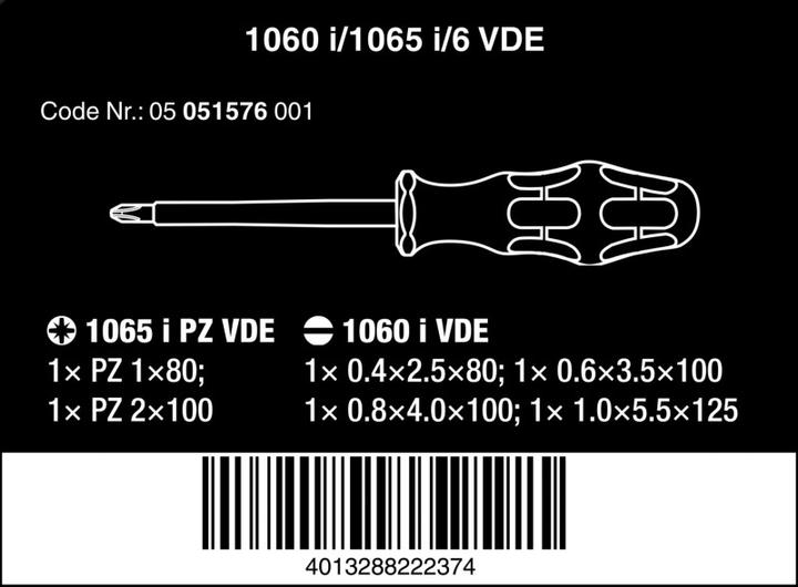 Image du produit Wera 1060 i/1065 i/6 (Cruciforme PZ, Escale)
