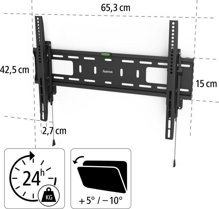 Produktbild Hama TV-Wandhalterung, neigbar, Diebstahlschutz, 203 cm (80") bis 50 kg (Wand, 80", 50 kg)