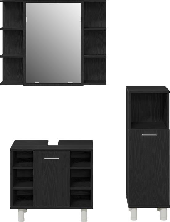 Produktbild VidaXL Badezimmermöbelset Set aus 3 Schwarzes Eichen Holzwerkstoff
