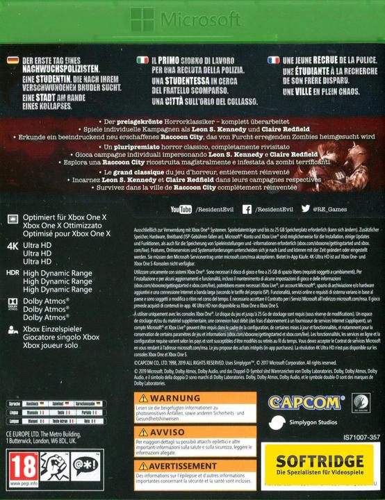 Actual product image Capcom Resident Evil 2 (Xbox Series X, Xbox One X, Multilingual)