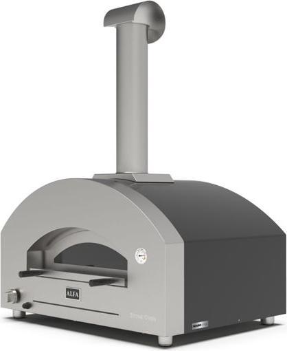 Alfa Forni Futuro 4 Pizze Hybrid Silber Schwarz (Pizzaofen Gas)