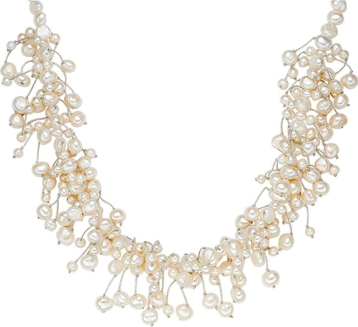 Valero Pearls Damen Sterling Silber Süsswasser-Zuchtperle silber 42,0 cm Basiskette + 5,0 cm Verlängerung - 2878 (Sterling Silber, 42 - 47 cm)
