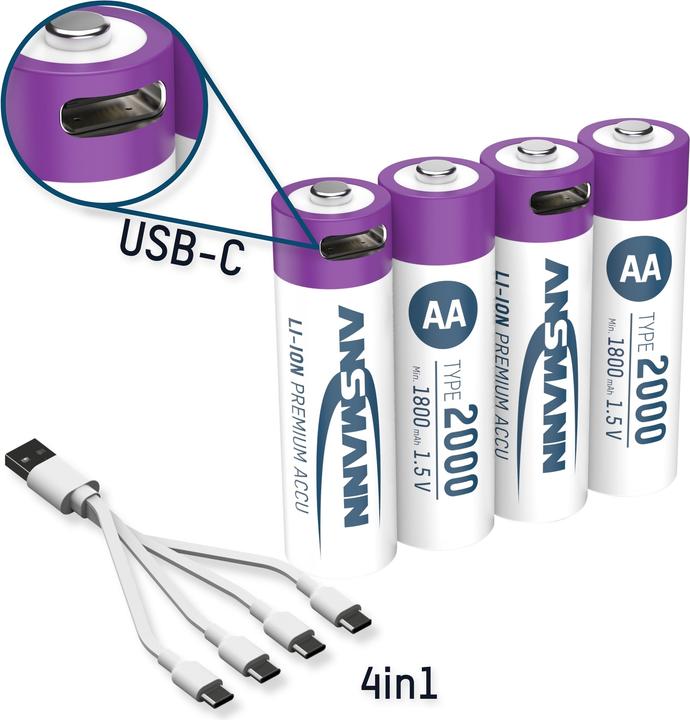 Actual product image Ansmann Li-Ion Premium battery (4 pcs., AA, 1800 mAh)
