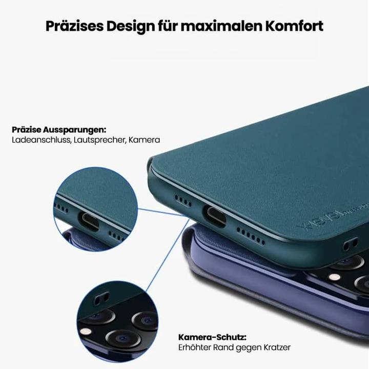 Produktbild X-Level Samsung Galaxy S7 edge - FIBColor Flip Etui, Kunstleder, 360° Rundumschutz, Dunkelblau (Samsung Galaxy S7 Edge)