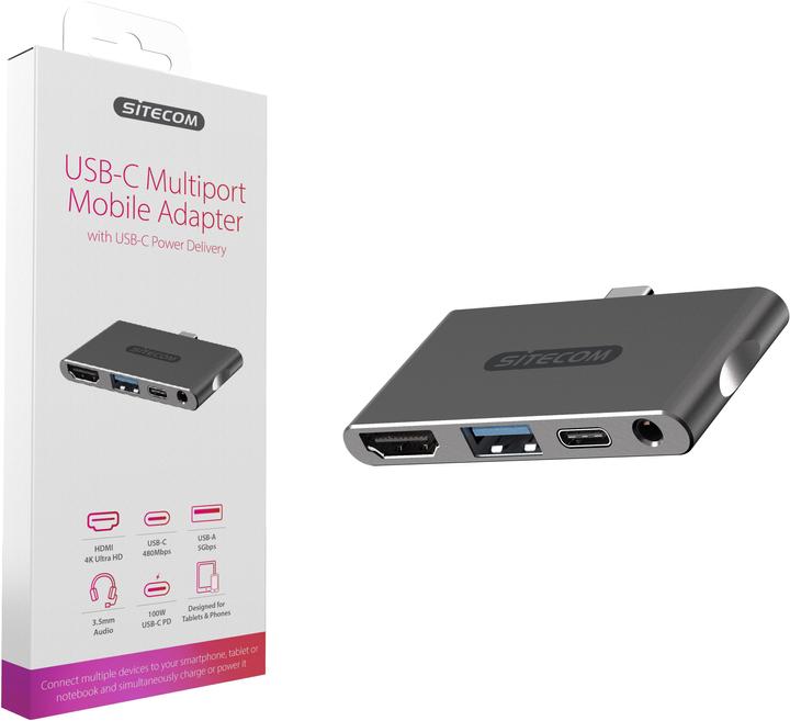 Produktbild Sitecom USB-C Mulit-Port Mobile Adpt. (USB-C, 4 Ports)