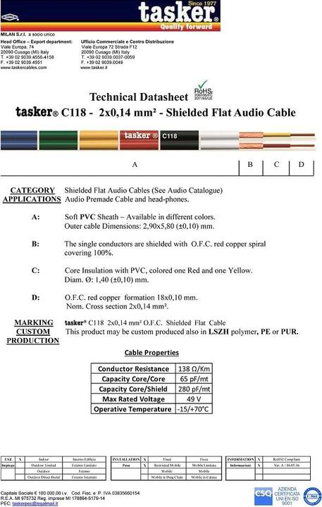 Produktbild Tasker Audiokabel trennbar, geschirmt, 100m, PVC (100 m, 0.14 mm²)
