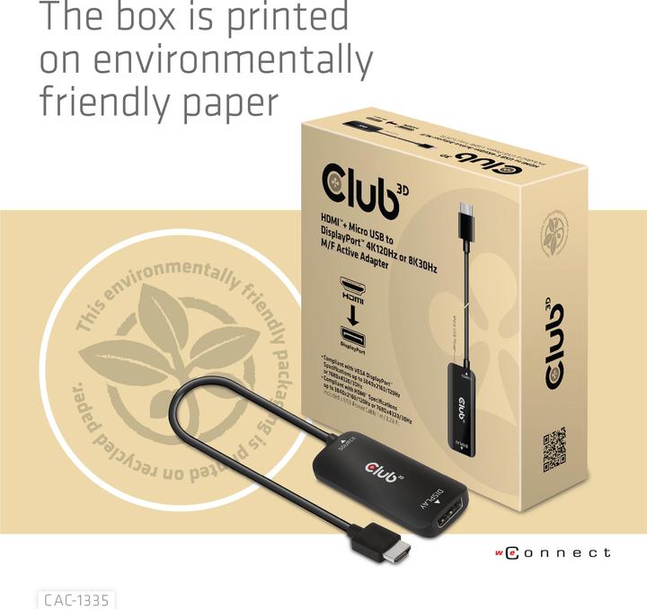Actual product image Club 3D HDMI + Micro USB zu (DP, 0.72 cm)