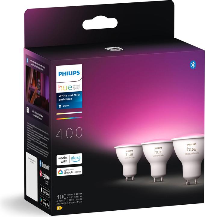 Immagine prodotto Philips Hue White & Color Ambiance (GU10, 4.20 W, 400 lm, 3 x, E)