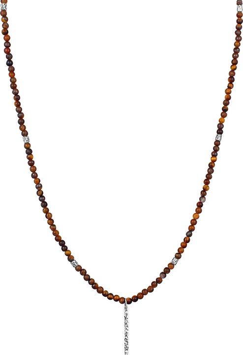Kuzzoi Edelsteinkette, Perle, Perlenkette (Tigerauge, 925er Sterling Silber, Edelstahl, 60 cm)