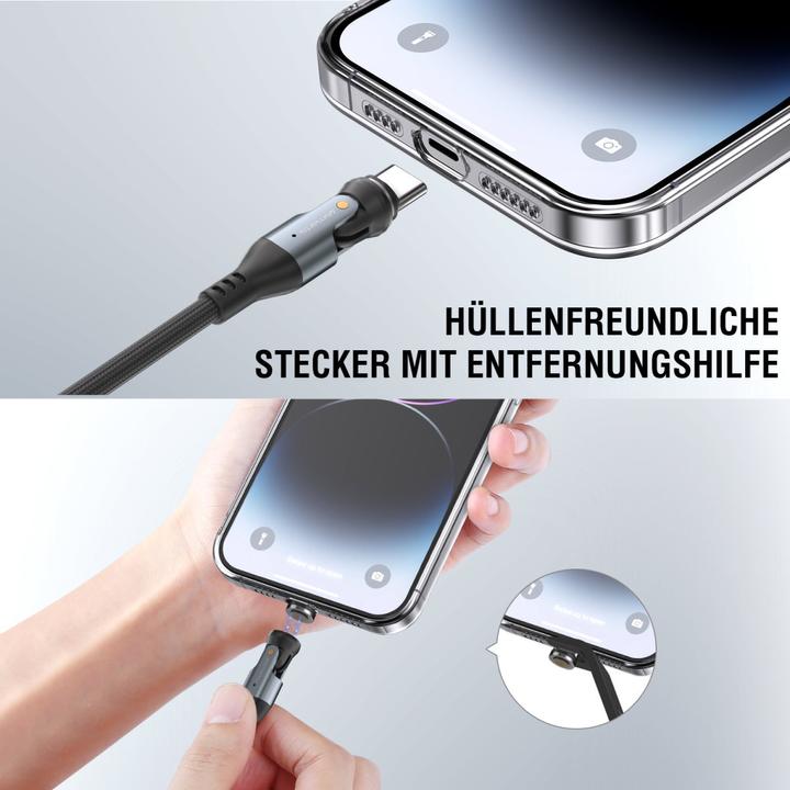 Immagine prodotto 4smarts USB-C 540° Magnetkabel-Set GravityCord (1.80 m, USB 2.0, 240 W)