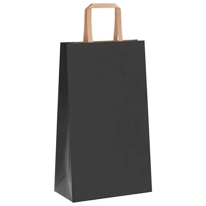 Produktbild VidaXL Kraftpapiertüten 50 Stk. mit Henkel Schwarz 21x11x36 cm Papiertüte (Geschenktüte, 50 x)