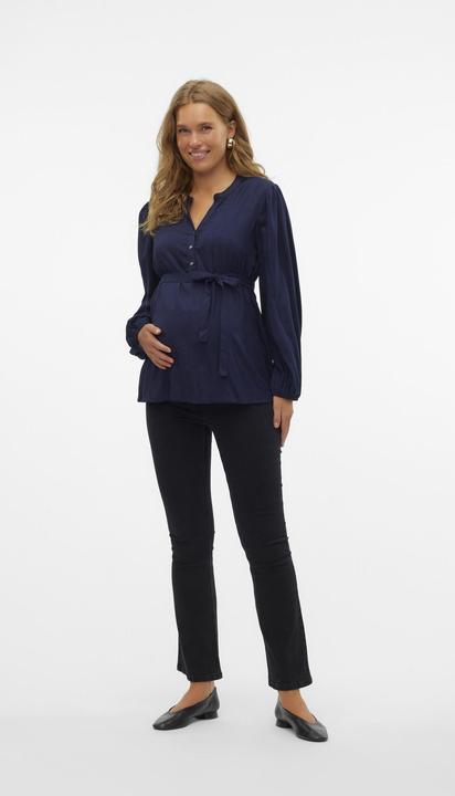 Image du produit Mamalicious Coupe normale Col mandarin Poignets avec bouton Manches ballon Top Blouse (S)
