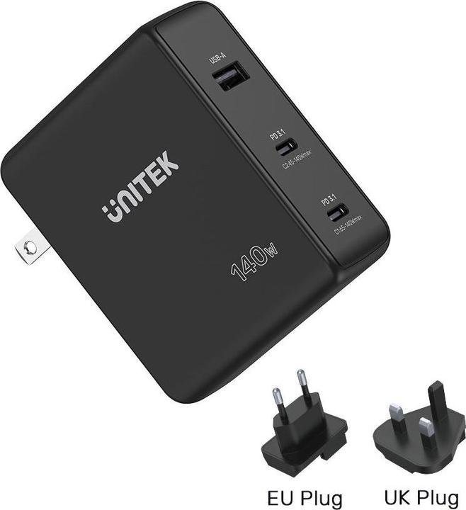 Actual product image Unitek ŁADOWARKA GAN 2X USB-C USB-A 140W (140 W)