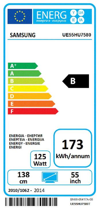 Label énergétique Samsung Ue55hu7580 (55", 4K)