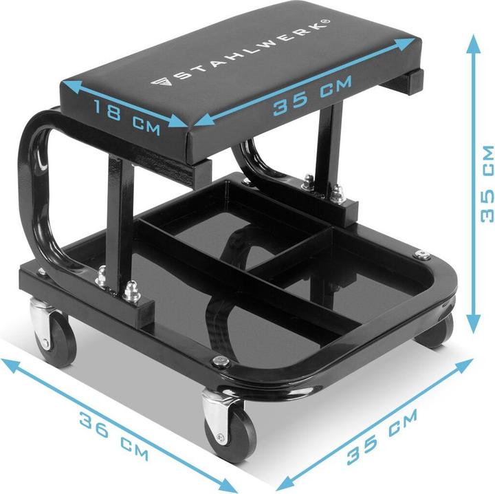 Image du produit Stahlwerk Tabouret d'atelier WRS-35 ST Noir avec capacité de charge de 136 kg Siège d'atelier (1 x)