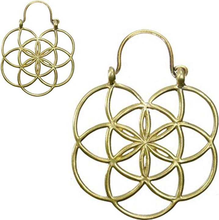 Star Piercing Ohrring vergoldet Blume des Lebens schlicht (Messing)