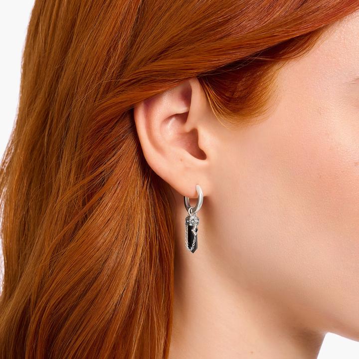 Immagine prodotto Thomas Sabo Creola singola con ciondolo in onice e catena in argento annerito (Annerito, Argento 925)