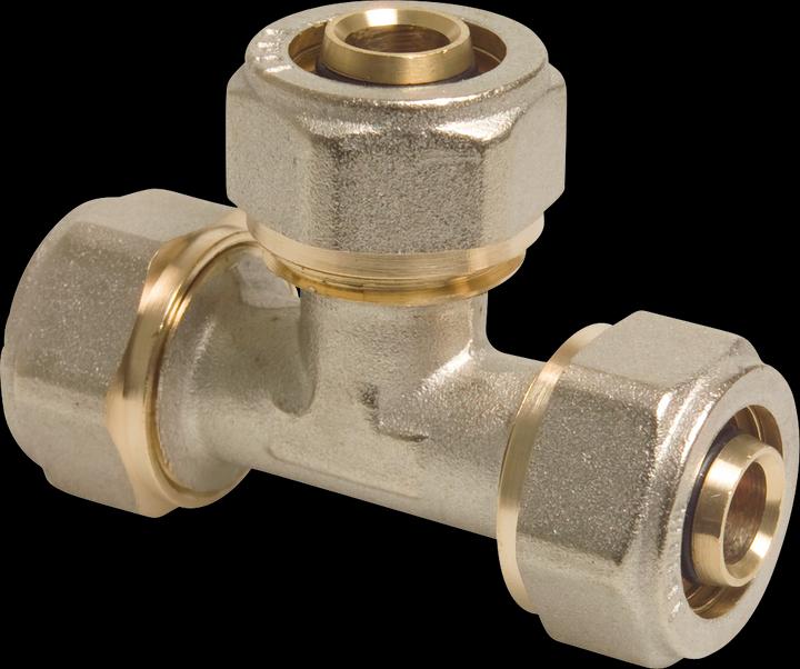 Image du produit Profec T-Stück 90° Messing Vernickelt 20 mm Klemm DVGW Typ Alu-PE-X